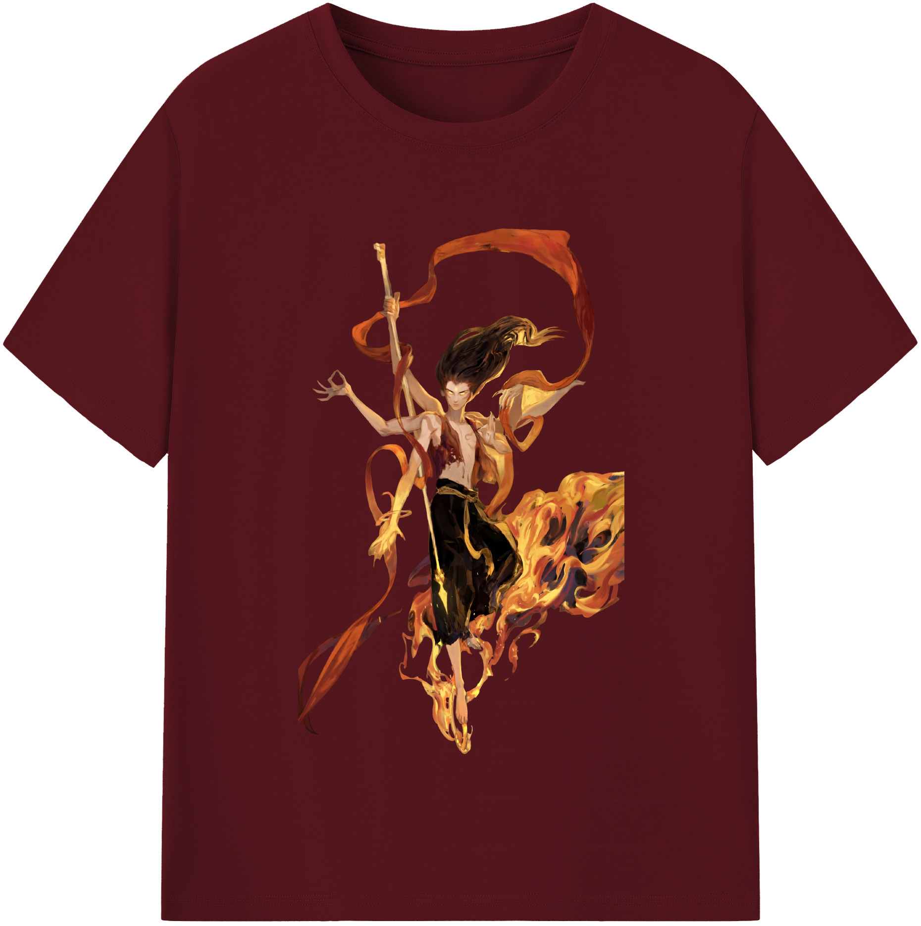 （画像用） Ne Zha 2 ナタ 魔童の大暴れ 綿100％半袖Tシャツ（フロントプリント）